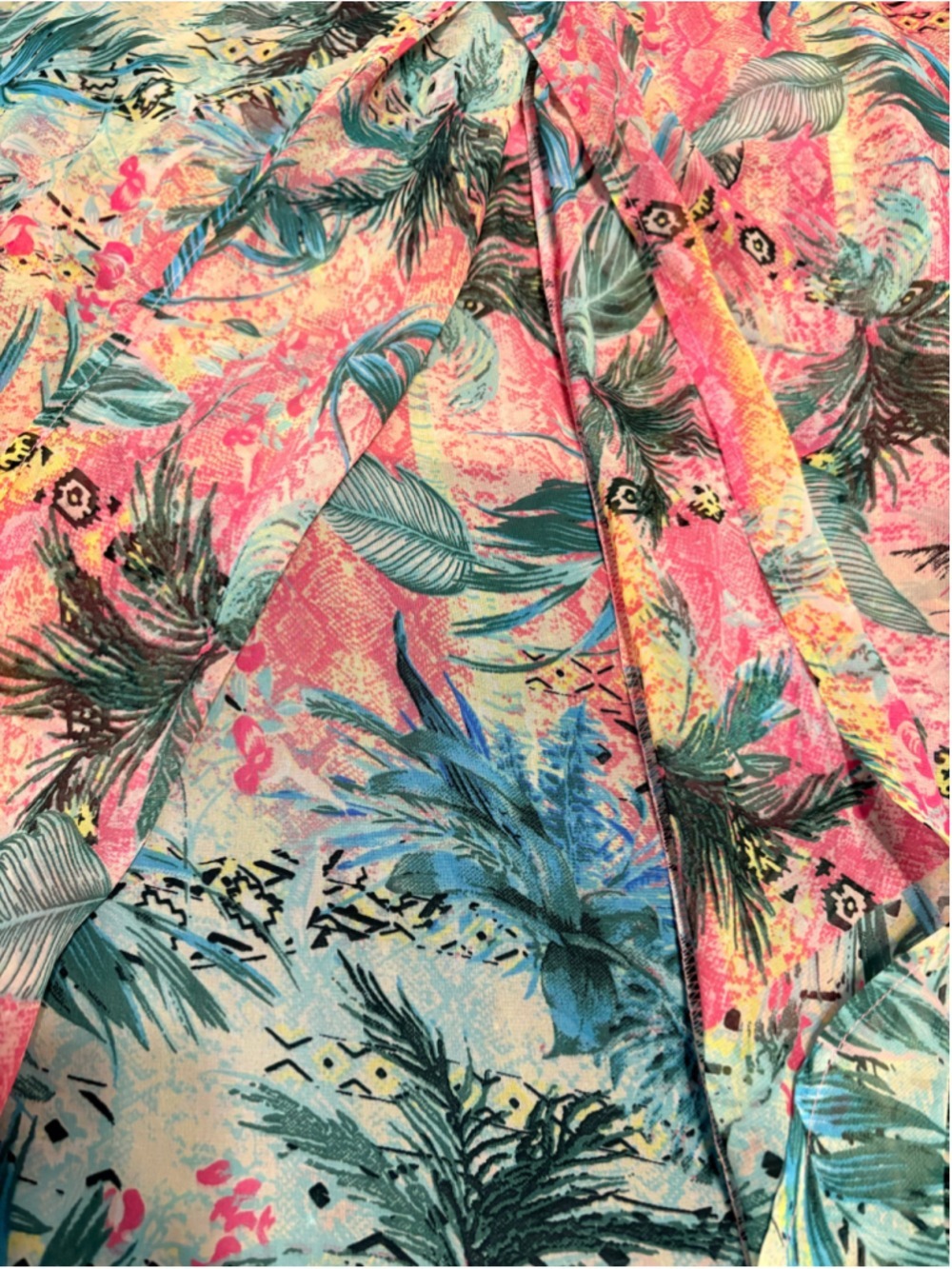 ASOS Tropical Print Sarong Size 2 Pink and Green - Picture 5 of 7
